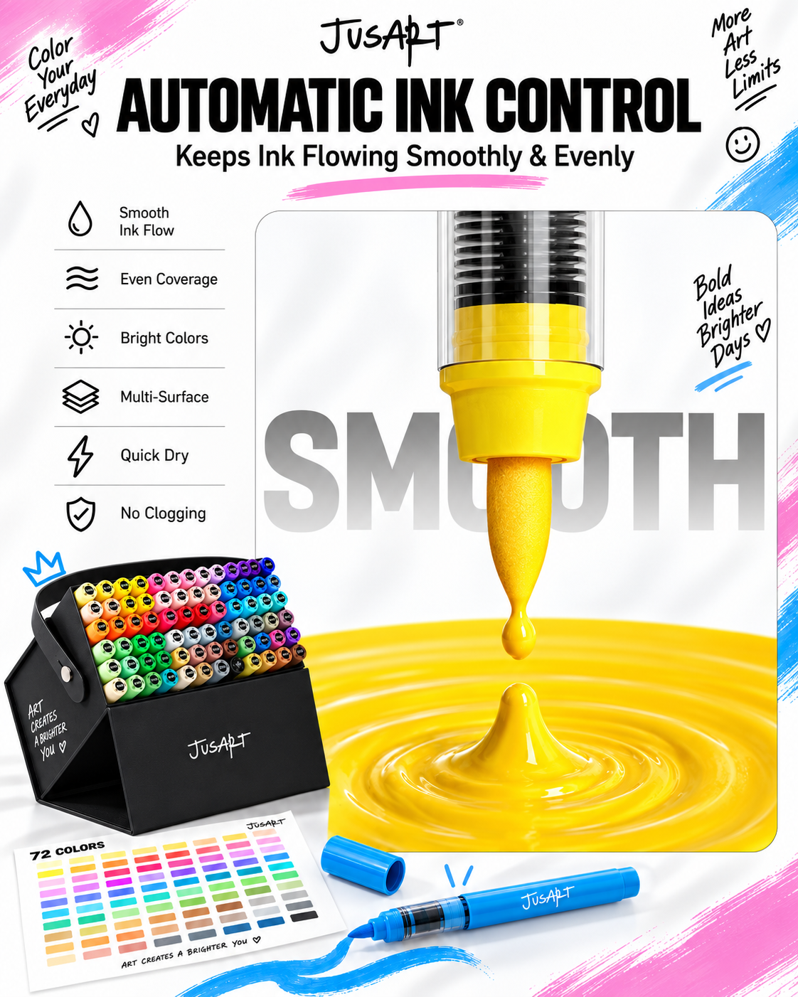 72 Color Acrylic Paint Markers Set | JusArt