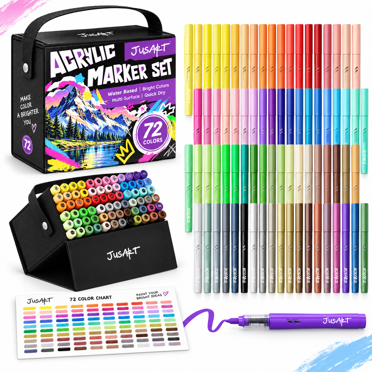 72 Color Acrylic Paint Markers Set | JusArt