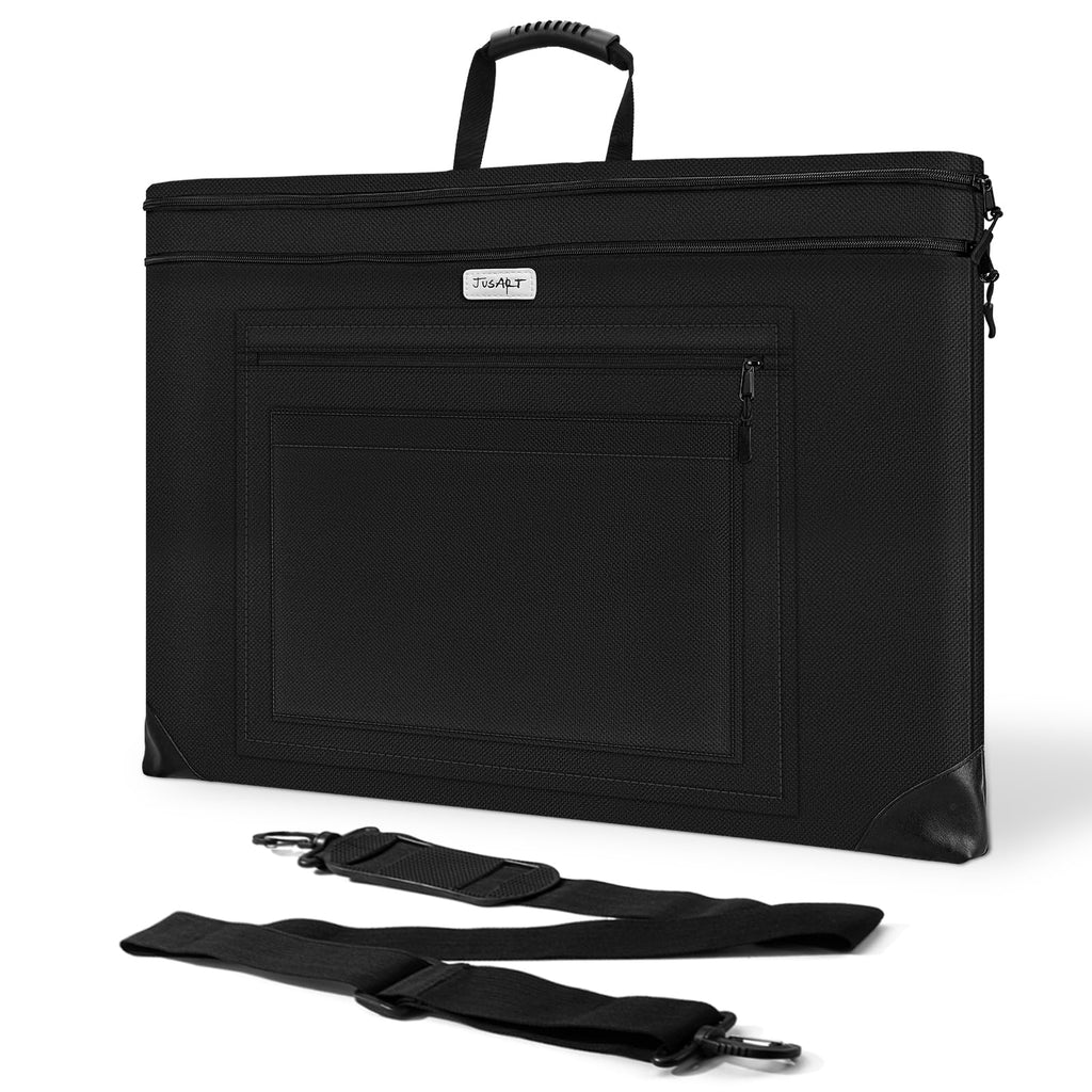 JusArt Art Portfolio Bag, 18x24 Light Weight Portfolio Folder Case with Adjustable Shoulder Strap, Leather Corners, Waterproof Art Bag for Artists and Students for Artwork, Poster, Sketching, Drawing