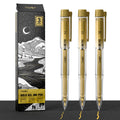 JusArt Gold Pens with 0.4mm, 0.5mm & 1.0mm Assorted Tips, Opaque Ink Gel Pens for Black Paper, Drawing, Journaling & DIY Crafts, Ideal Drawing Pens for Artists & Art Supplies, 3 Pack