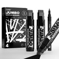 JusArt 4 Pcs Black Jumbo Poster Marker Set, 15mm Wide Tip and 0.7mm Fine Tip, Acrylic Paint Markers for Rock, Fabric, Glass, Metal, Wood