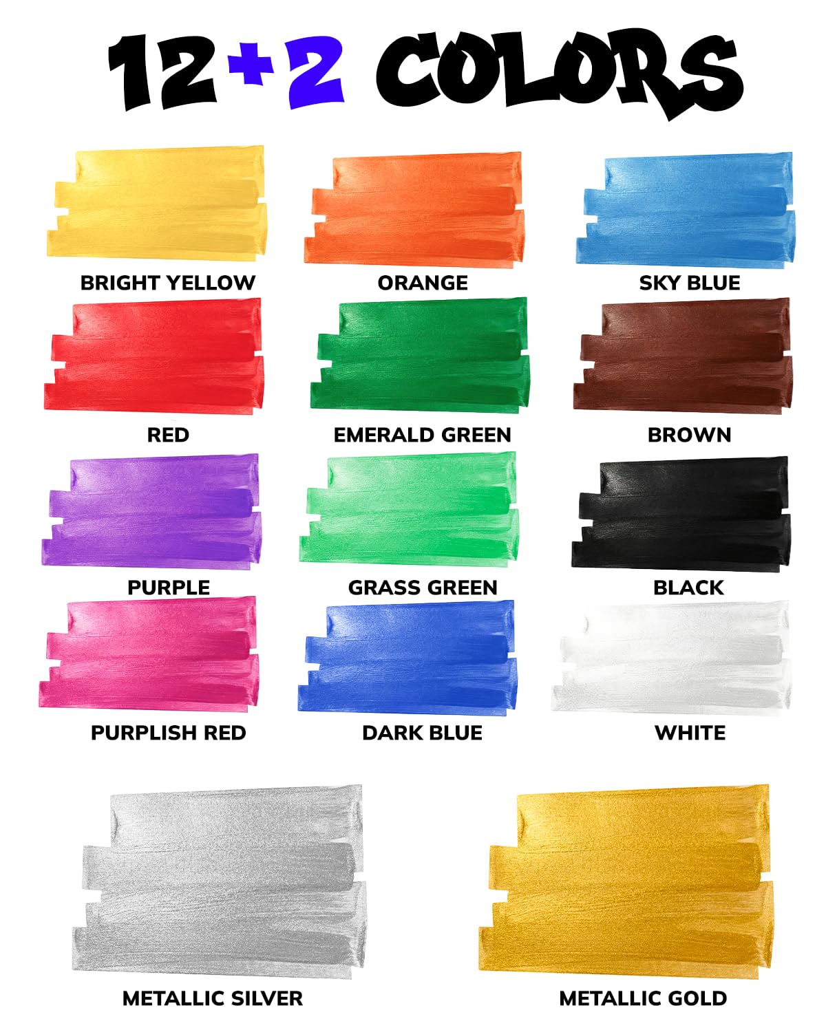 JusArt 14 Colors Jumbo Markers for Posters, 15mm Wide Tip, Thick Acrylic Paint Markers for Rock, Fabric, Window, Metal, Wood, Wall
