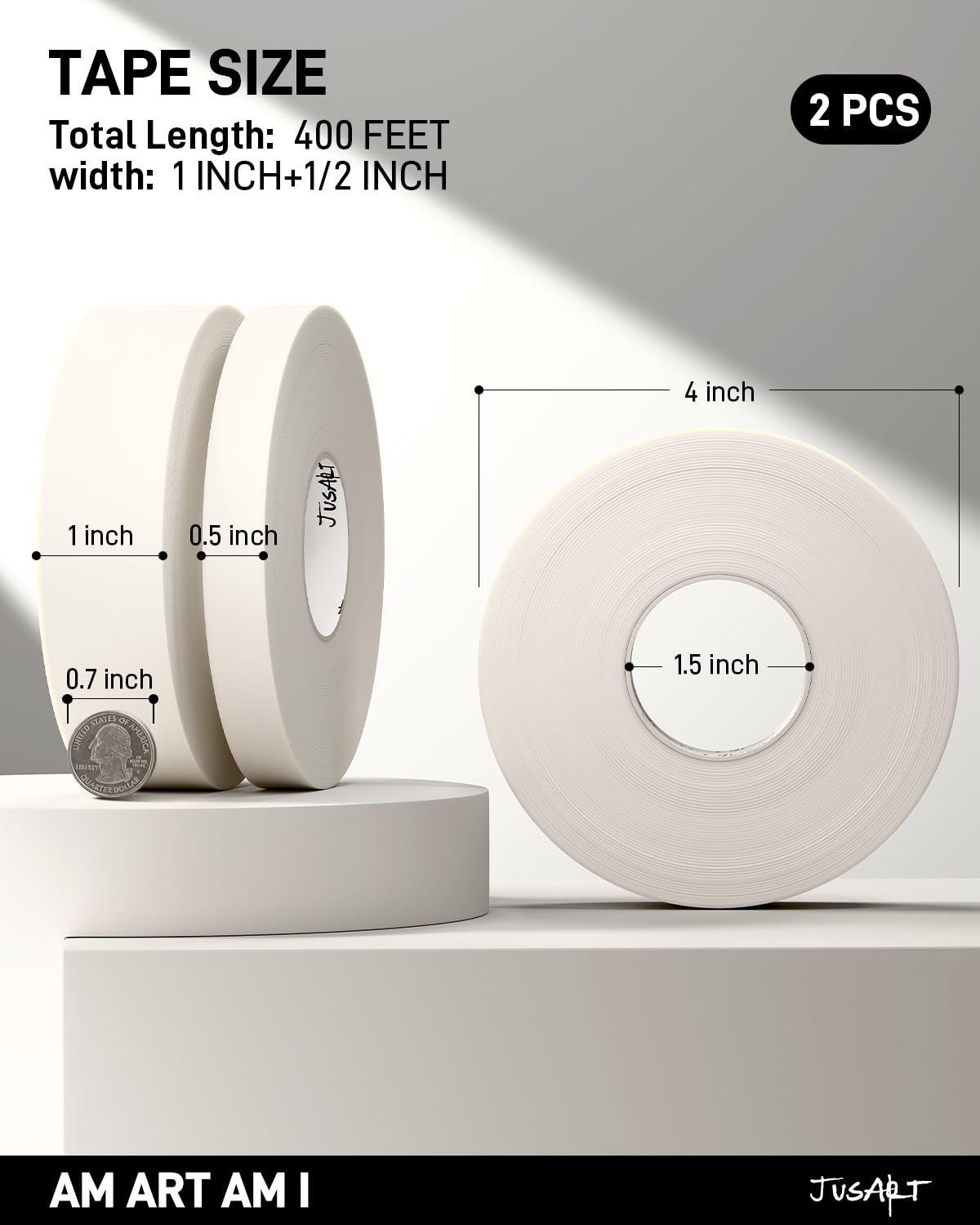 JusArt Artist Tape for Watercolor Paper, 1/2 inch and 1 inch Wide