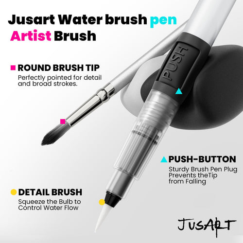 JusArt 108 Colors Watercolor Paint Set,Art Supplies with Metallic Color, Detail Painting Brushes, Water Brush Pens, Portable Travel Watercolor Painting Set for Adult, Artists, Professionals