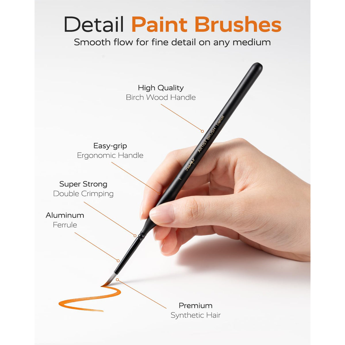 JusArt 10-Piece Detail Paint Brush Set, Miniature Paint Brushes for Models, Acrylic Oil Watercolor, Professional Fine Detail Brushes for Adults & Miniature Painters