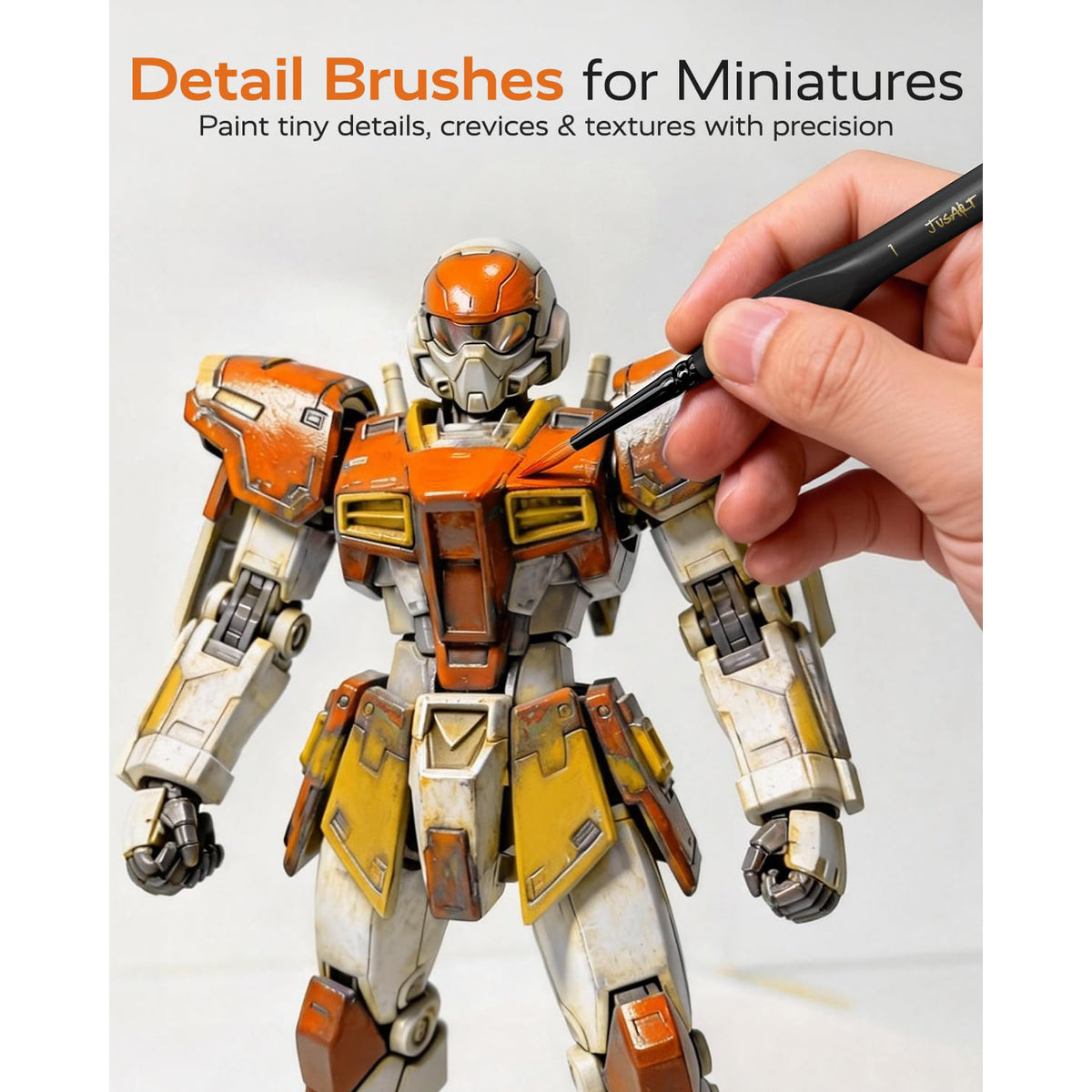 JusArt 24-Piece Detail Paint Brush Set, Miniature Paint Brushes for Models, Acrylic Oil Watercolor, Professional Fine Detail Brushes for Adults & Miniature Painters