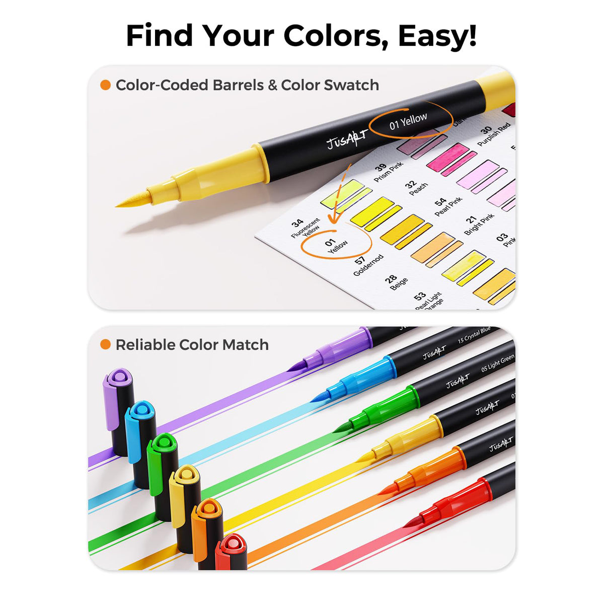 JusArt Markers for Adult Coloring Books No Bleeding, 80 Colors Coloring Markers with Dual Tips, Fine & Brush Pens with Ergonomic Triangle Grip & 33% More Ink, Water-Based Art Drawing Set for Adults