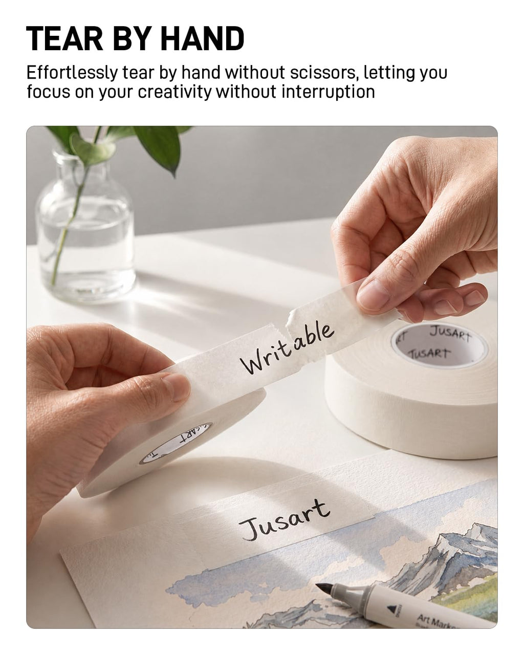 JusArt Artist Tape for Watercolor Paper, 1/2 inch and 1 inch Wide