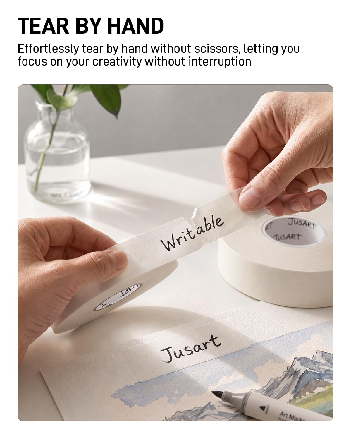 JusArt Artist Tape for Watercolor Paper, 1/2 inch and 1 inch Wide