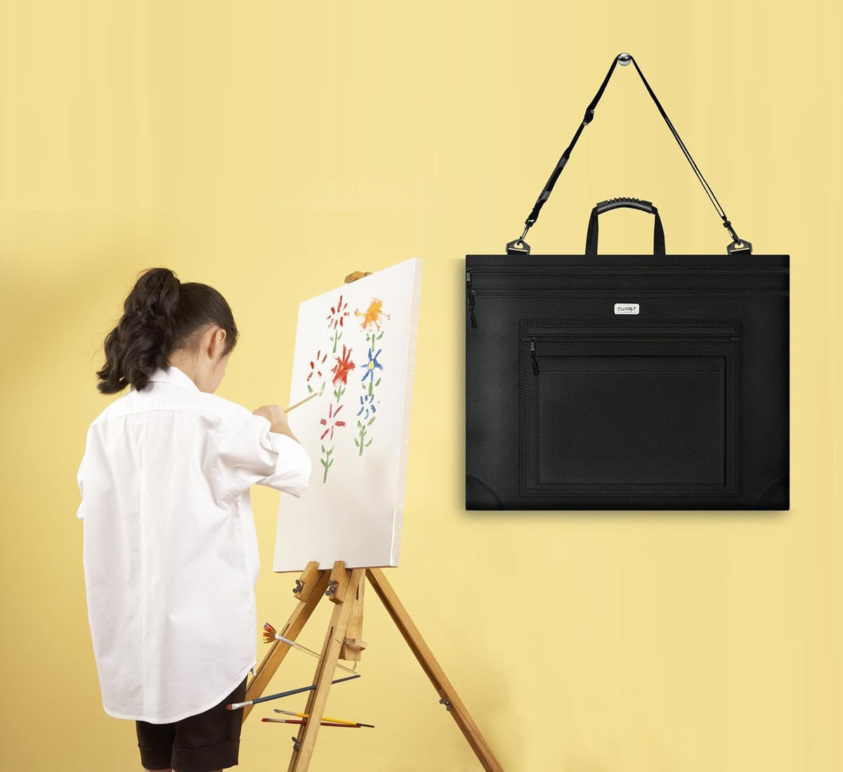 JusArt Art Portfolio Bag, 18x24 Light Weight Portfolio Folder Case with Adjustable Shoulder Strap, Leather Corners, Waterproof Art Bag for Artists and Students for Artwork, Poster, Sketching, Drawing